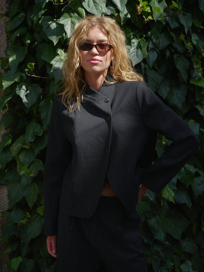 Tiria Slim Pinstripe Blazer Dark Navy Neo Noir