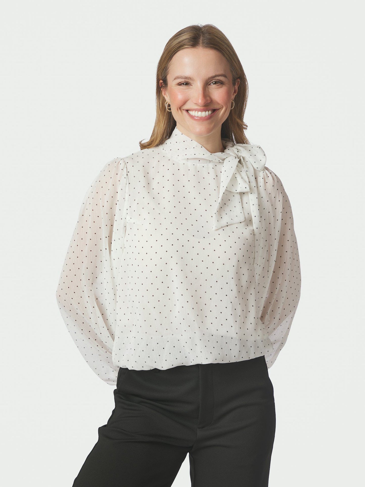 Dorellie Dot Blouse Off White Neo Noir