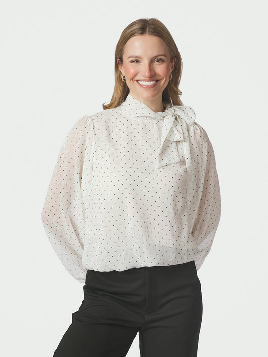 Dorellie Dot Blouse Off White Neo Noir
