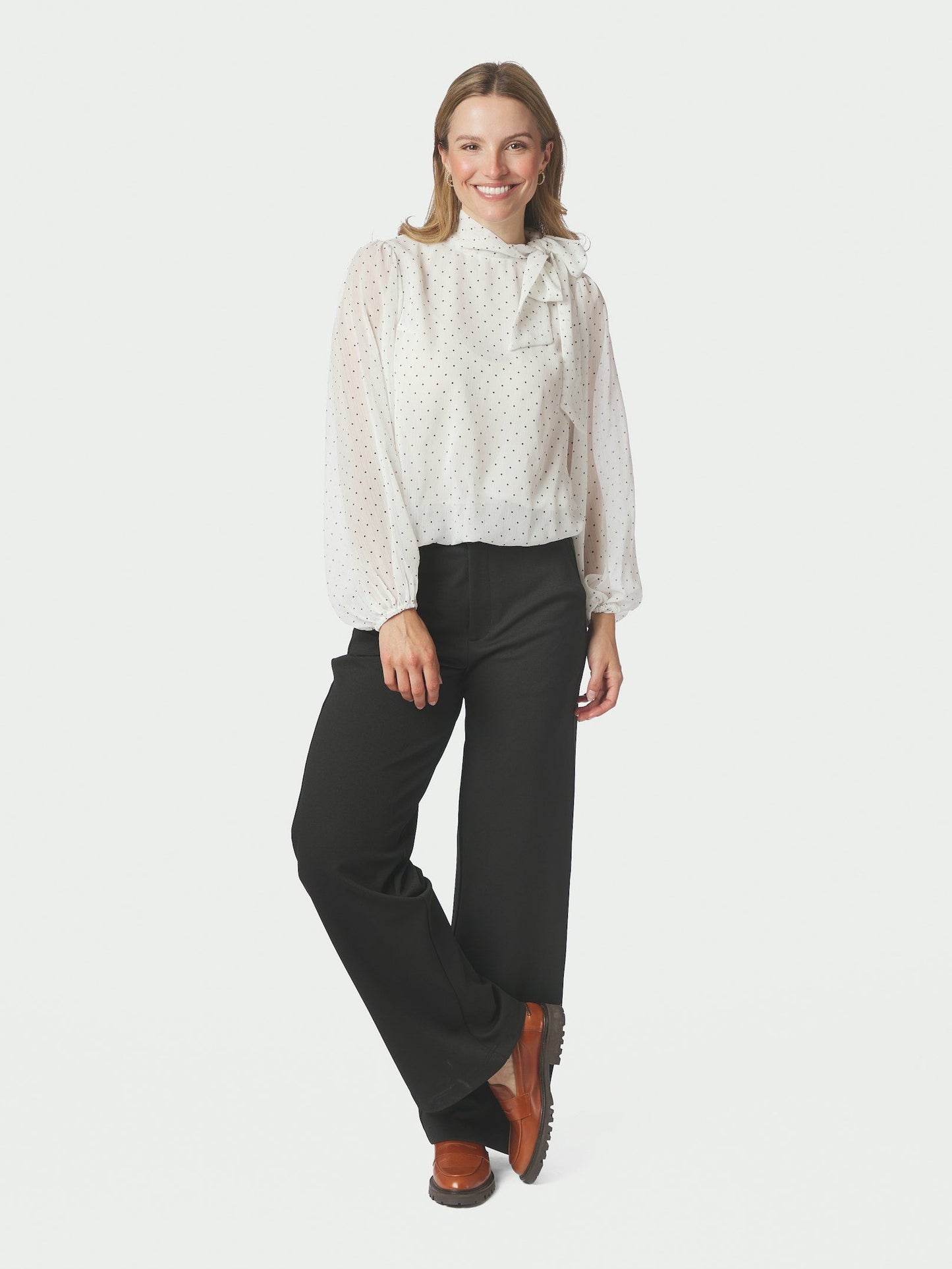 Dorellie Dot Blouse Off White Neo Noir