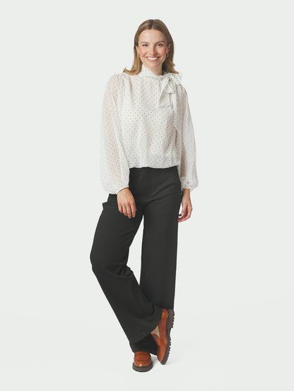 Dorellie Dot Blouse Off White Neo Noir