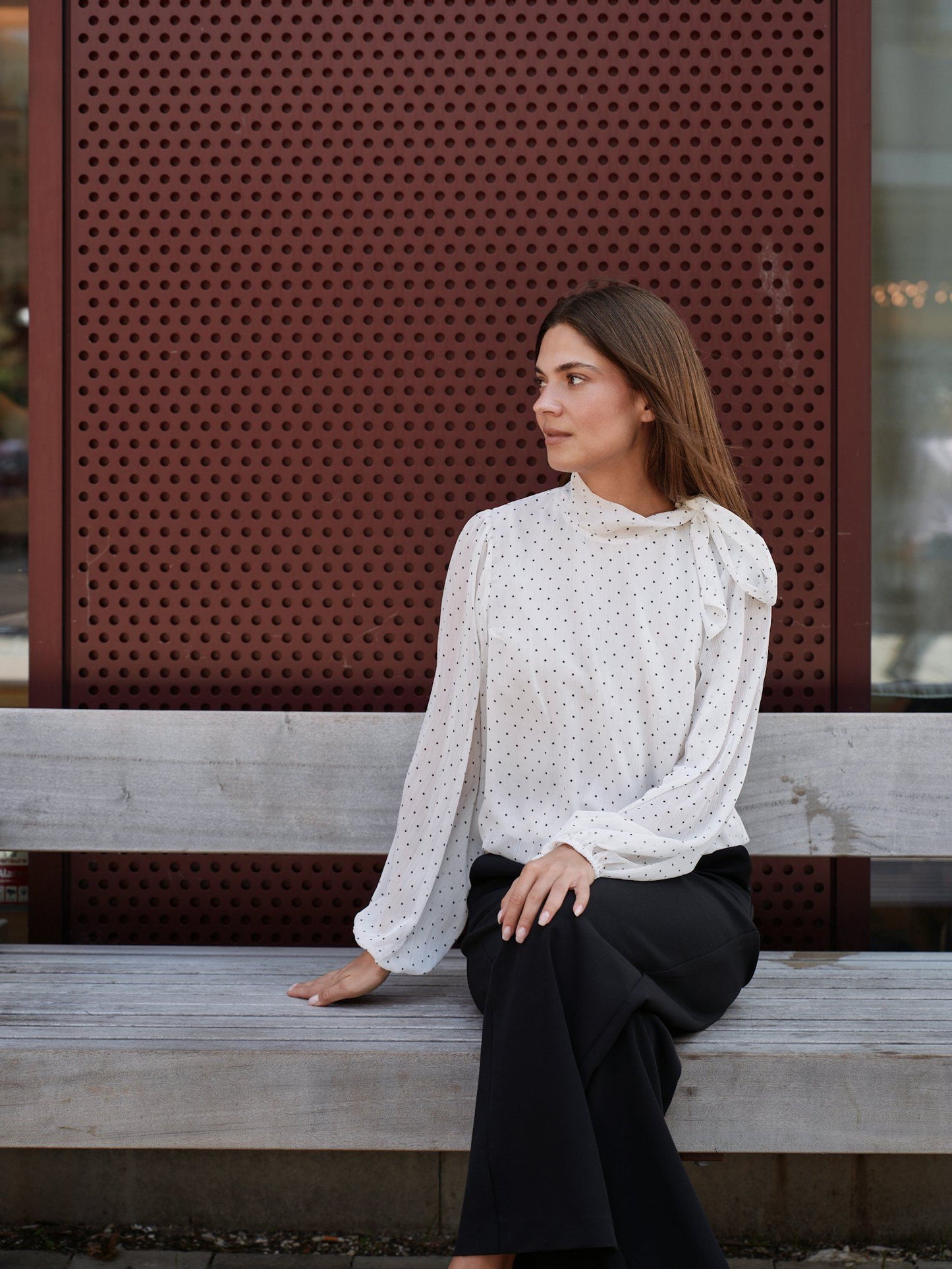 Dorellie Dot Blouse Off White Neo Noir