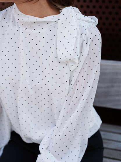 Dorellie Dot Blouse Off White Neo Noir