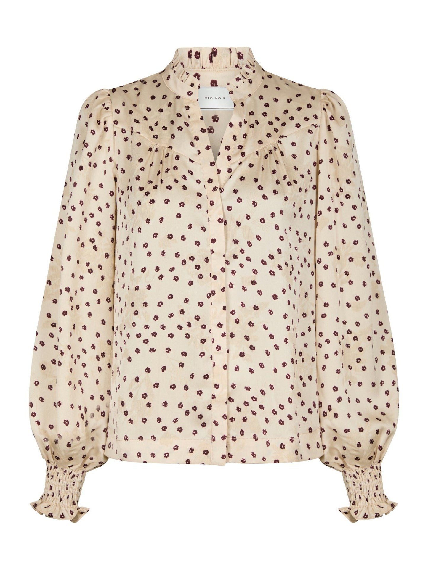 Astrida Flower Jacquard Blouse Creme Neo Noir