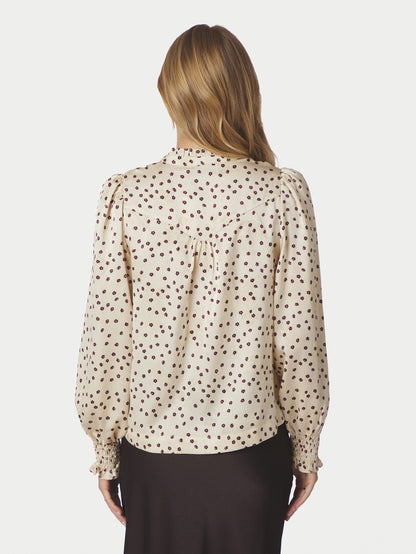 Astrida Flower Jacquard Blouse Creme Neo Noir