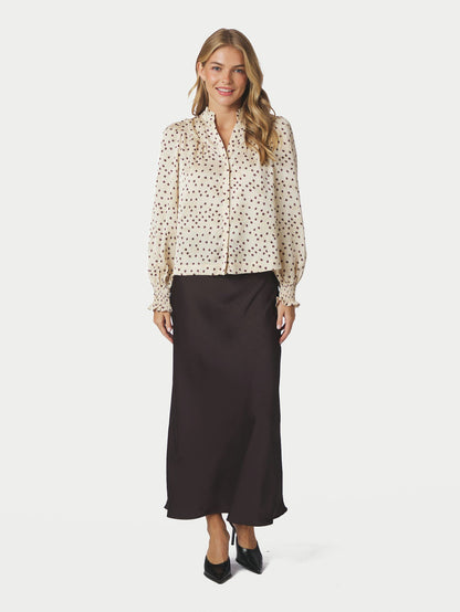 Astrida Flower Jacquard Blouse Creme Neo Noir