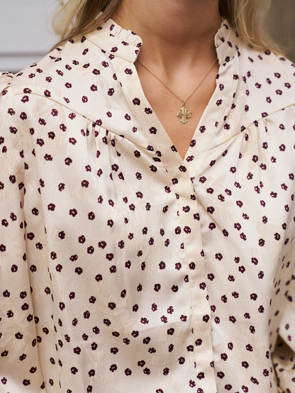 Astrida Flower Jacquard Blouse Creme Neo Noir