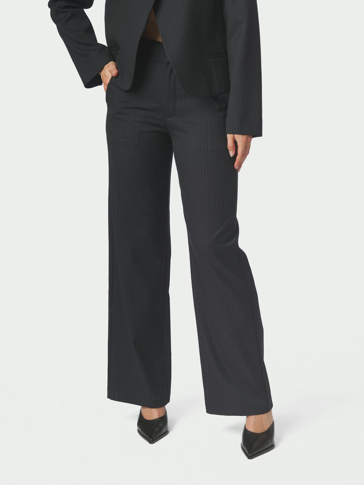 Nathalie Slim Pinstripe Pants Dark Navy