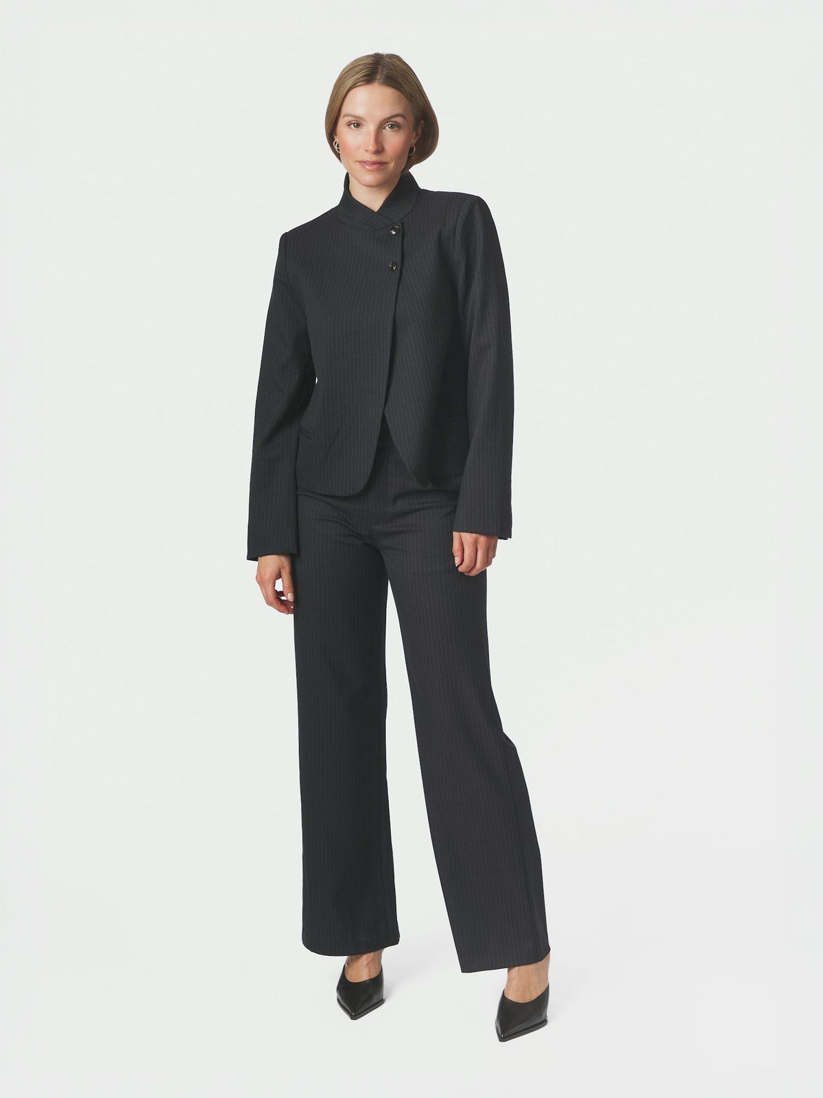 Nathalie Slim Pinstripe Pants Dark Navy