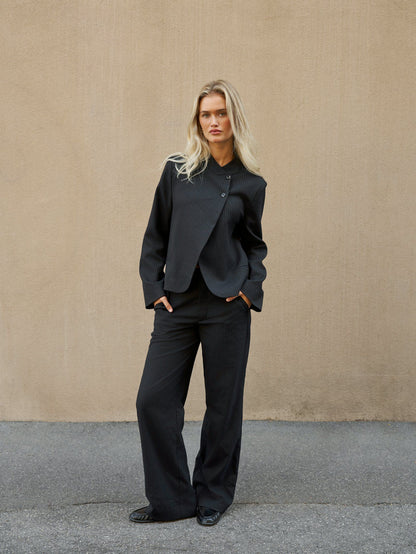Nathalie Slim Pinstripe Pants Dark Navy