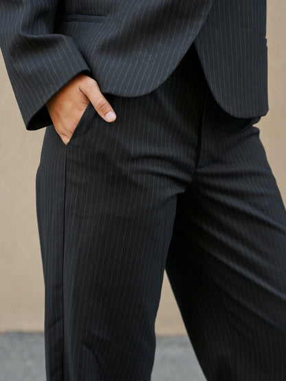 Nathalie Slim Pinstripe Pants Dark Navy