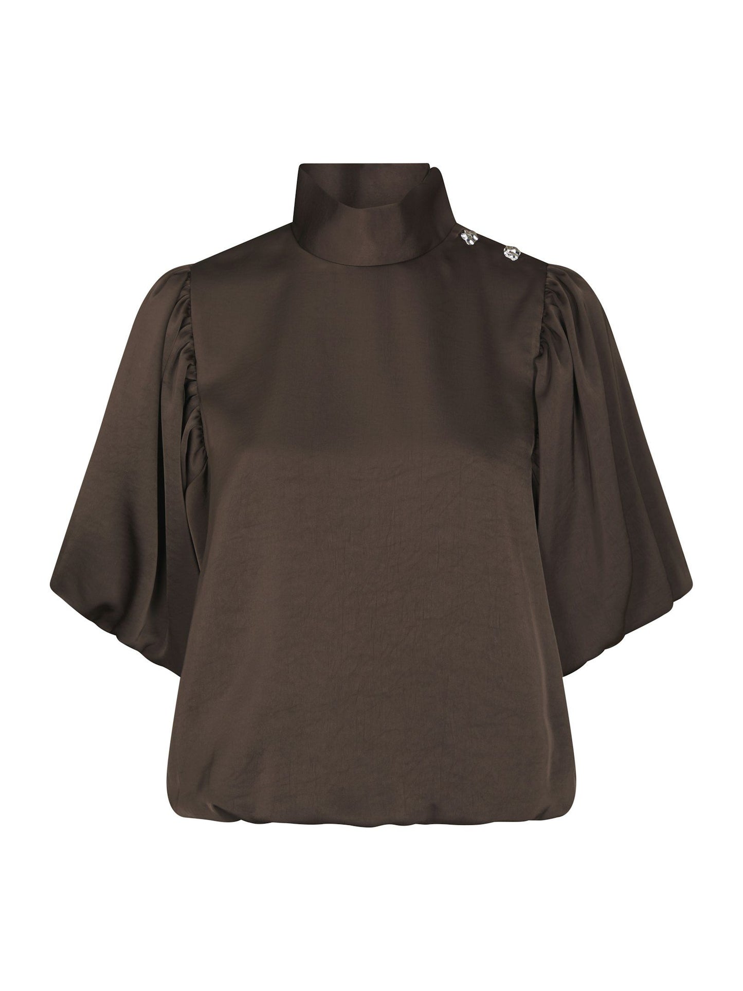 Parisa Heavy Sateen Blouse Dark Brown Neo Noir