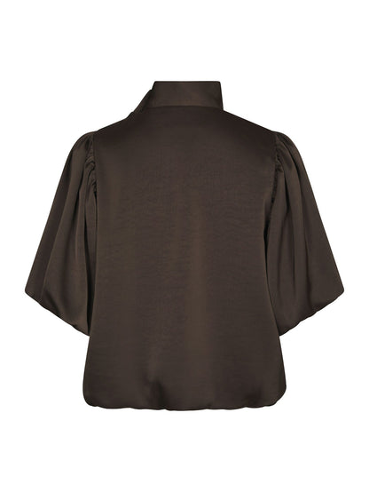 Parisa Heavy Sateen Blouse Dark Brown Neo Noir