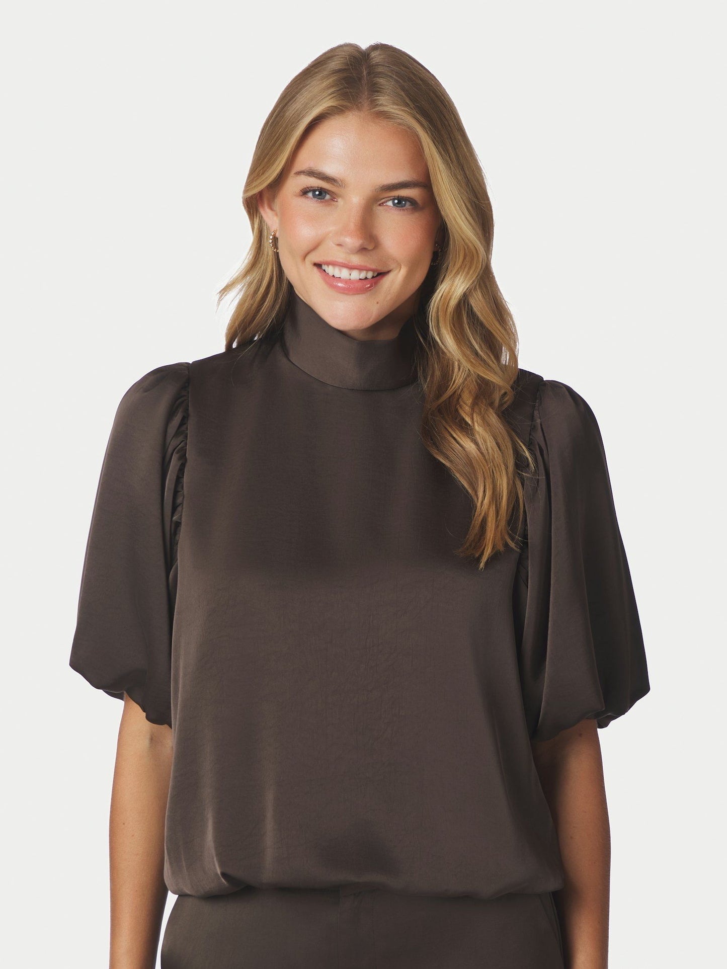Parisa Heavy Sateen Blouse Dark Brown Neo Noir