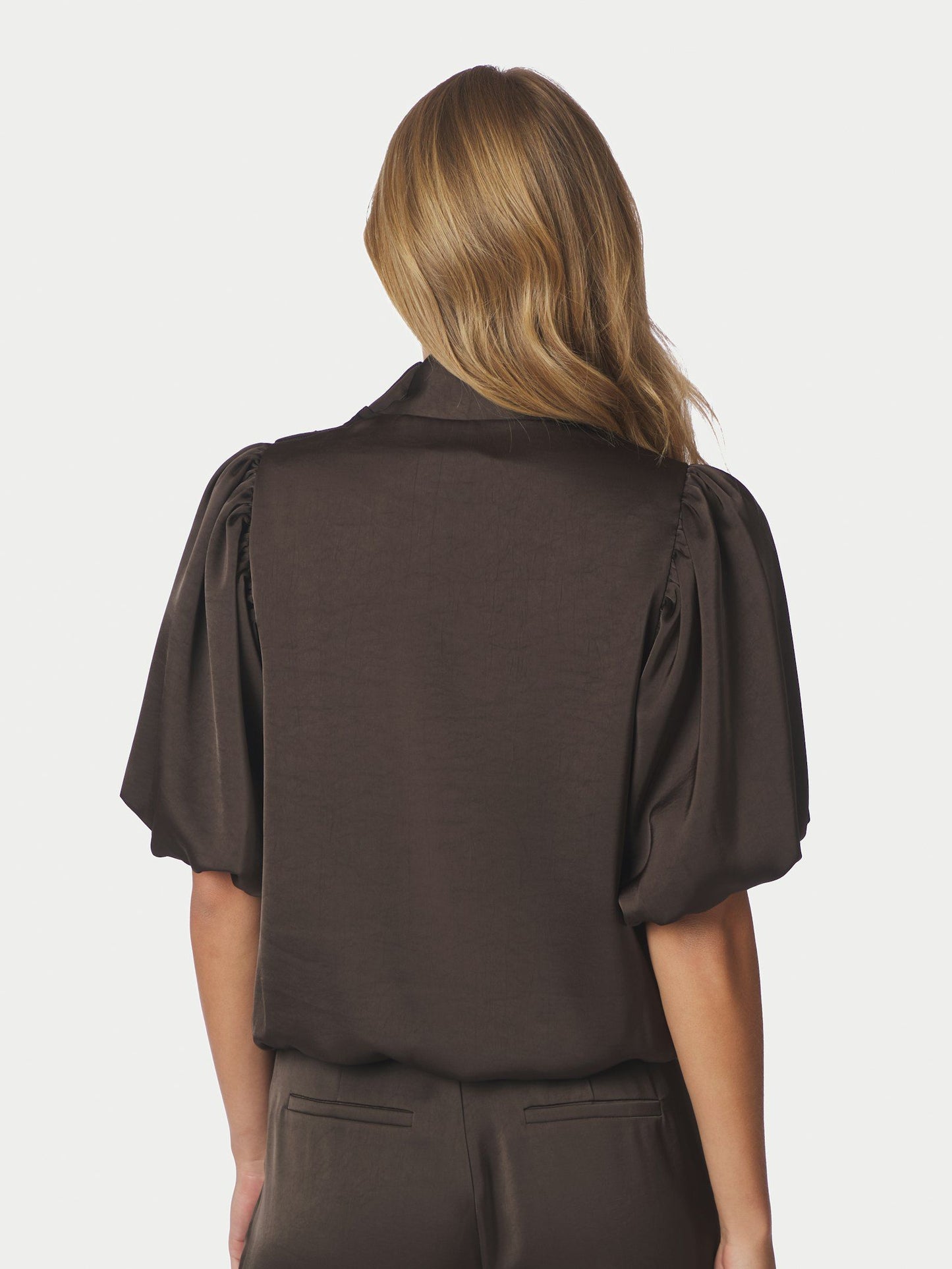 Parisa Heavy Sateen Blouse Dark Brown Neo Noir