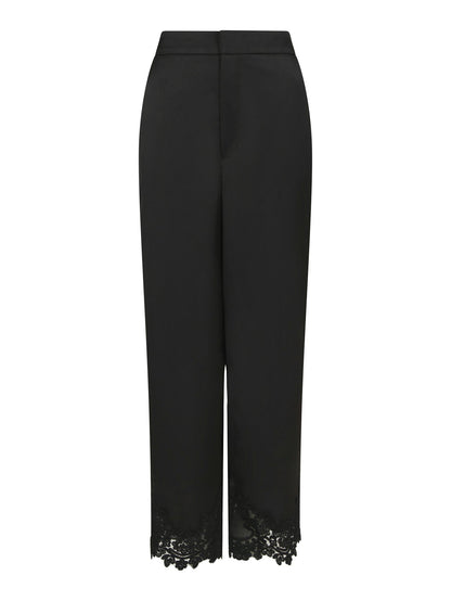Emery Heavy Sateen Lace Pants Black Neo Noir