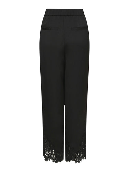 Emery Heavy Sateen Lace Pants Black Neo Noir
