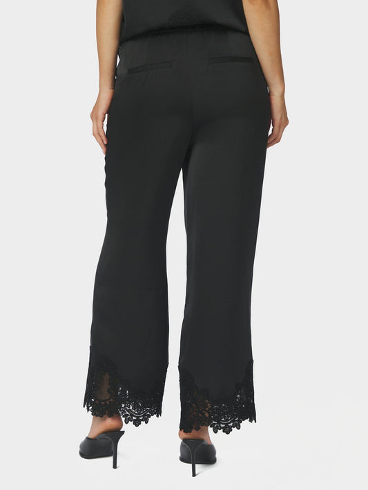 Emery Heavy Sateen Lace Pants Black Neo Noir