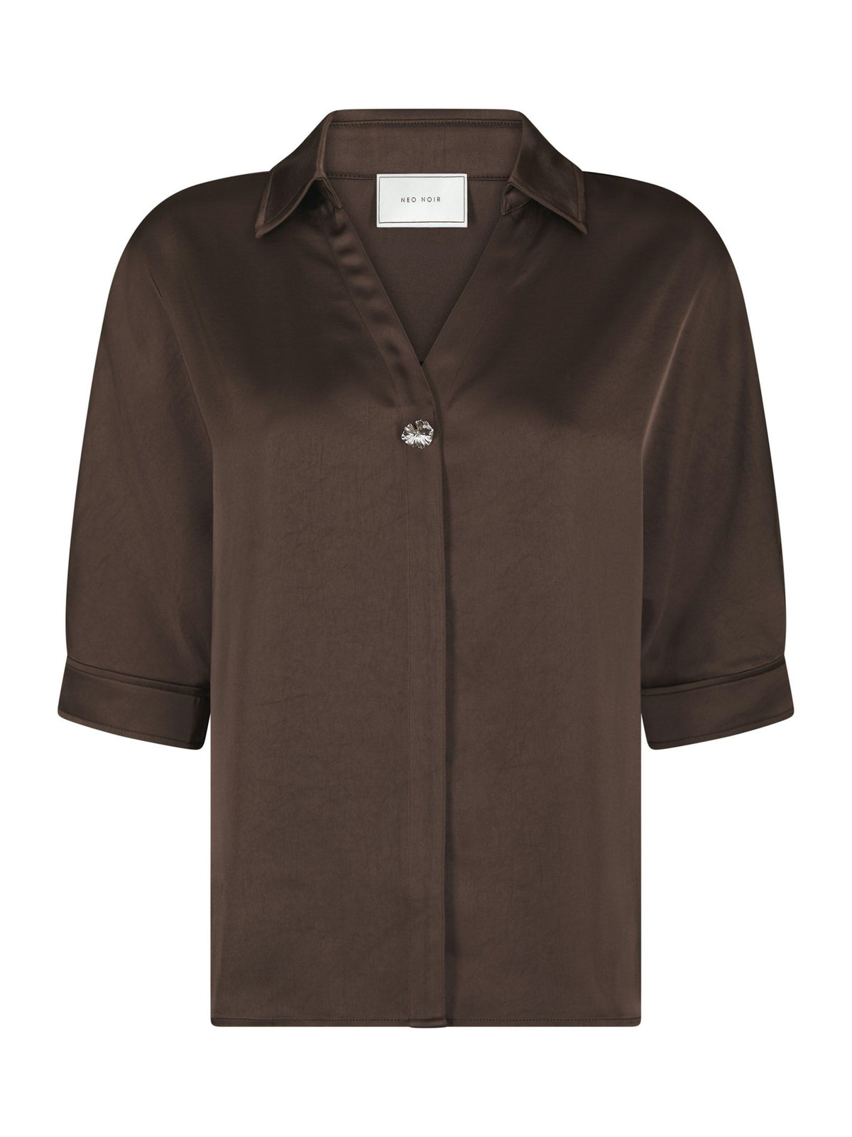 Carm Heavy Sateen Shirt Dark Brown Neo Noir