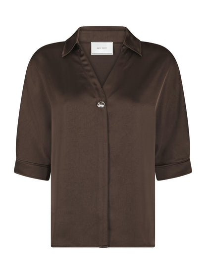 Carm Heavy Sateen Shirt Dark Brown Neo Noir