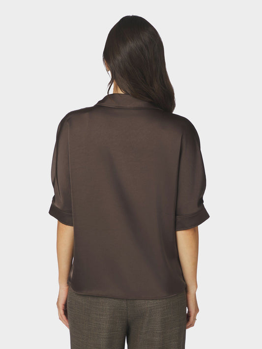 Carm Heavy Sateen Shirt Dark Brown Neo Noir