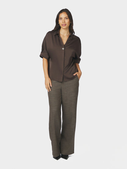 Carm Heavy Sateen Shirt Dark Brown Neo Noir