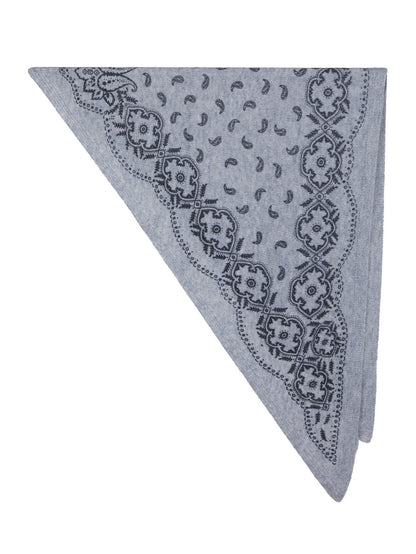 Lolana Paisley Knit Scarf Grey Melange Neo Noir