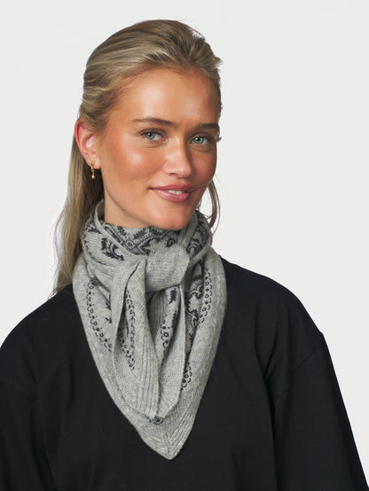 Lolana Paisley Knit Scarf Grey Melange Neo Noir
