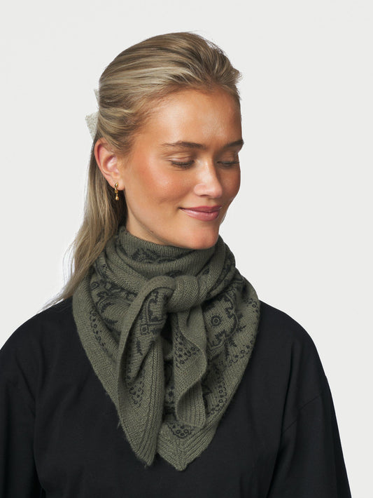 Lolana Paisley Knit Scarf Army Neo Noir