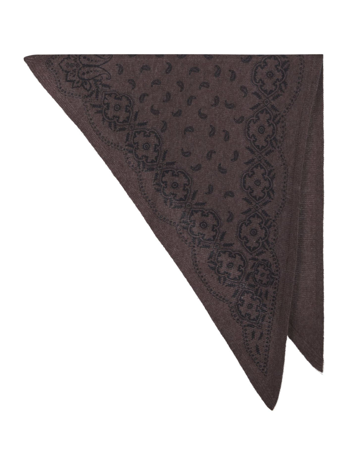 Lolana Paisley Knit Scarf Brown Melange Neo Noir