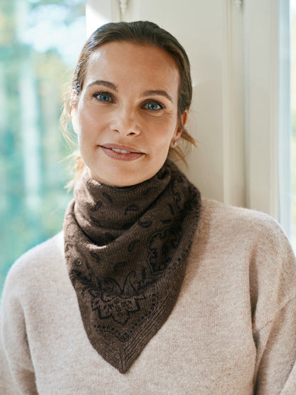Lolana Paisley Knit Scarf Brown Melange Neo Noir