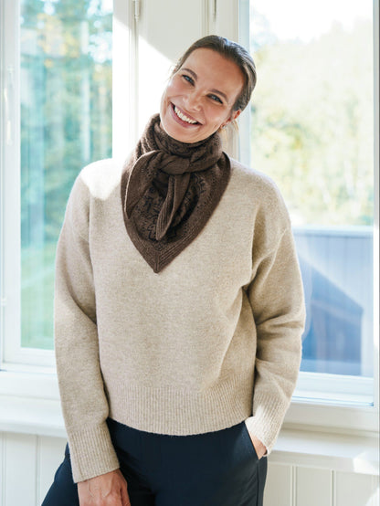 Lolana Paisley Knit Scarf Brown Melange Neo Noir