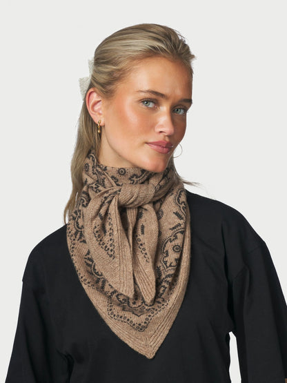 Lolana Paisley Knit Scarf Beige Melange Neo Noir