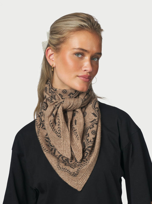 Lolana Paisley Knit Scarf Beige Melange Neo Noir