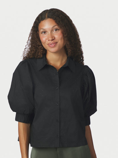 Etta Poplin Bedazz Shirt Black Neo Noir
