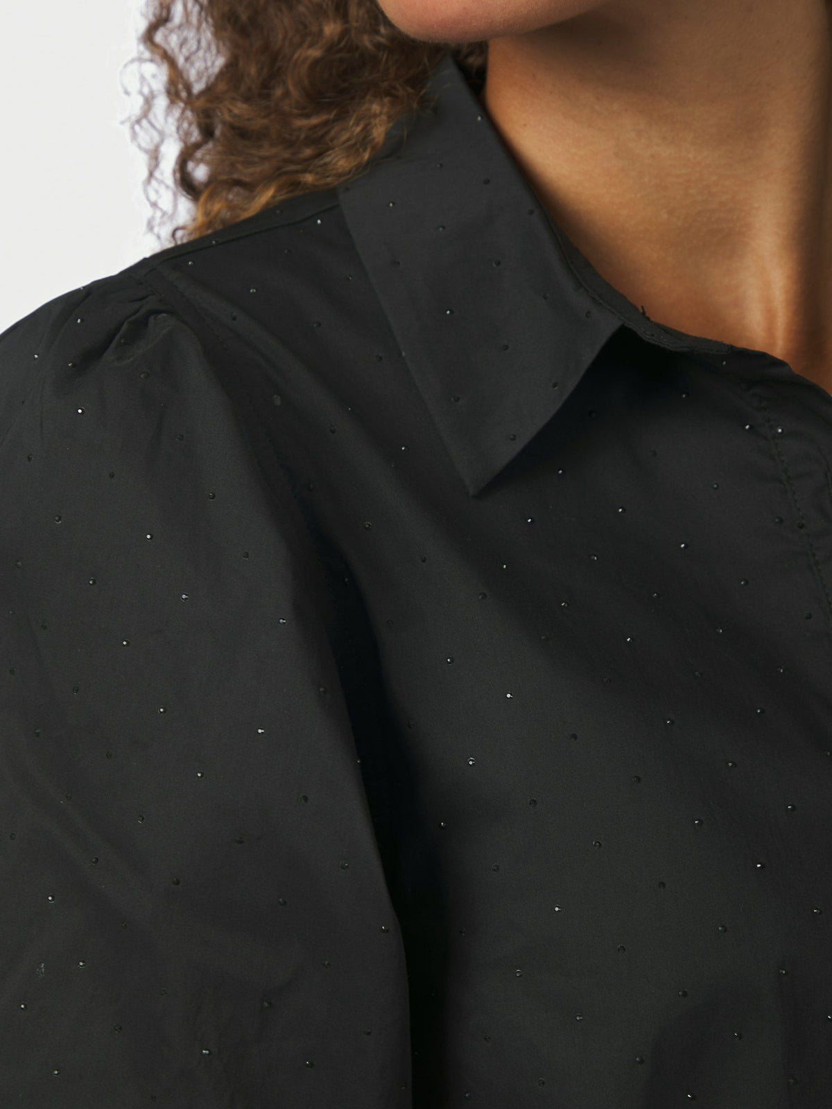 Etta Poplin Bedazz Shirt Black Neo Noir
