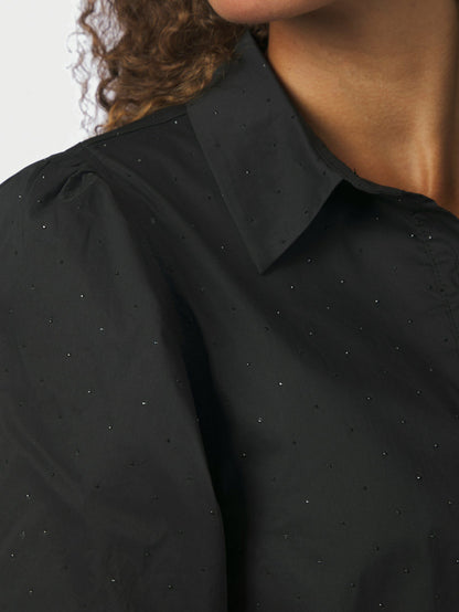 Etta Poplin Bedazz Shirt Black Neo Noir