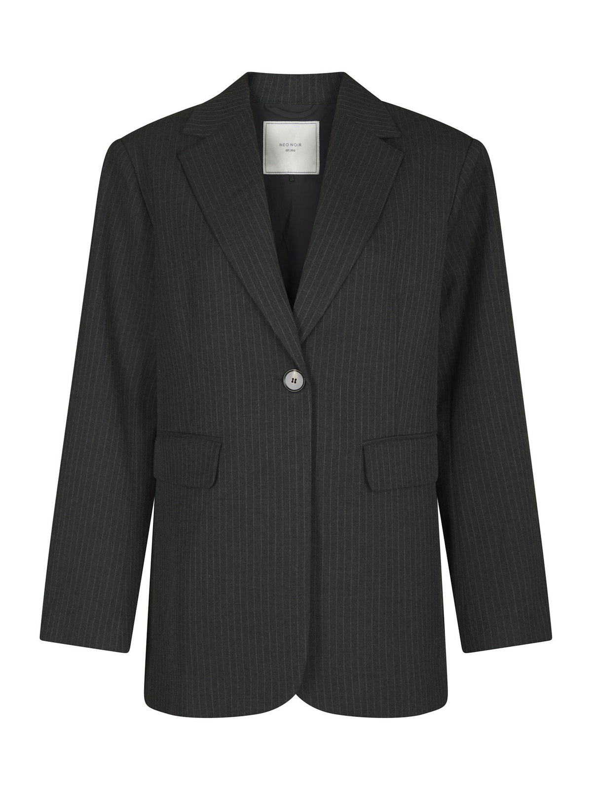 Aarielle Slim Pinstripe Blazer Dark Grey Melange Neo Noir