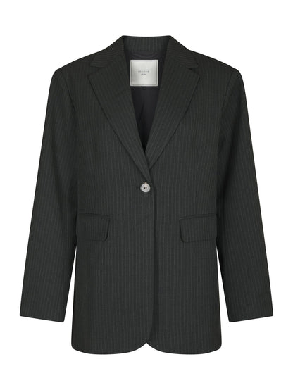 Aarielle Slim Pinstripe Blazer Dark Grey Melange Neo Noir