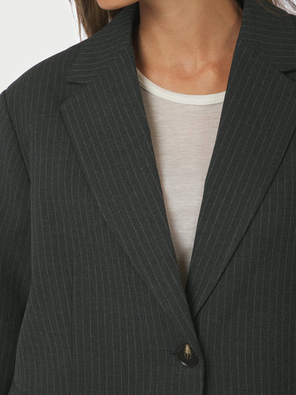 Aarielle Slim Pinstripe Blazer Dark Grey Melange Neo Noir