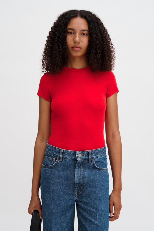 Fine Rib Tee Bright Red Filippa K