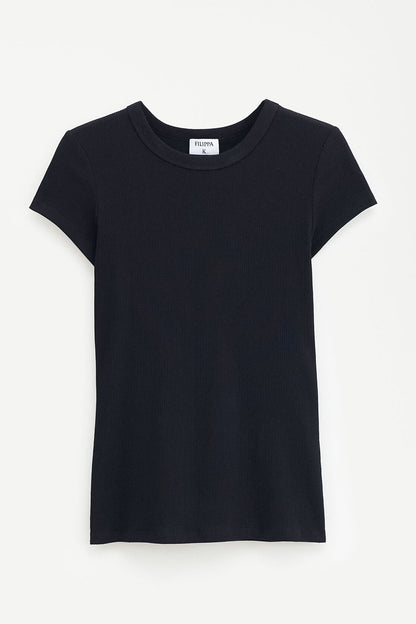Fine Rib Tee Black Filippa K