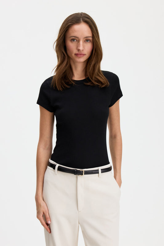 Fine Rib Tee Black Filippa K