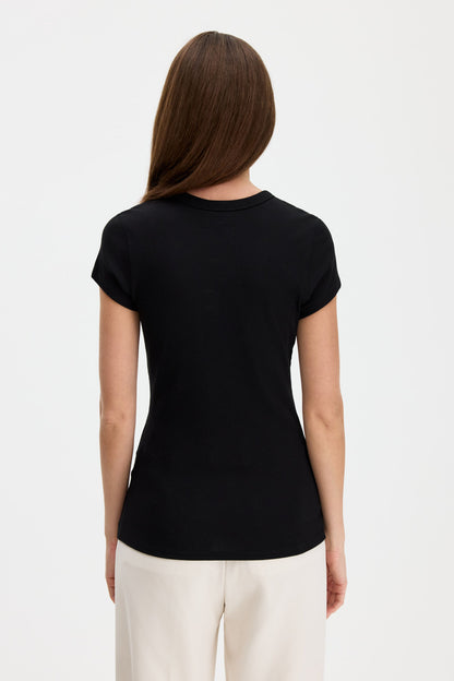 Fine Rib Tee Black Filippa K