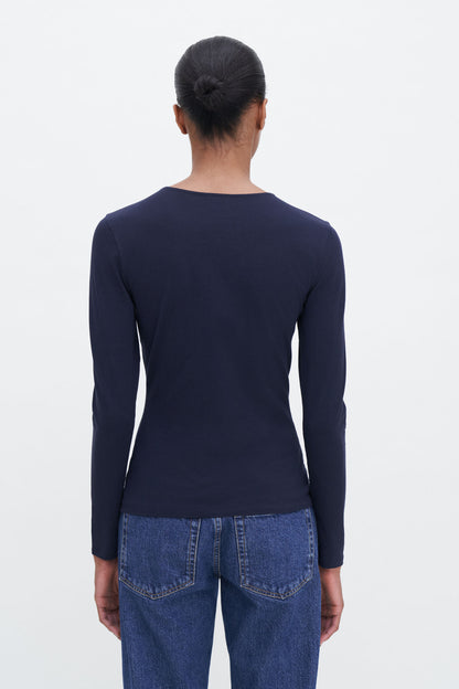 Cotton Stretch Long Sleeve Navy Filippa K