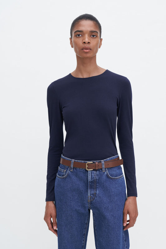 Cotton Stretch Long Sleeve Navy Filippa K