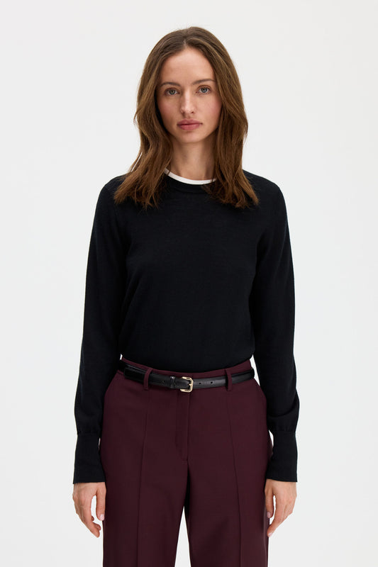 Merino R-Neck Sweater Black Filippa K