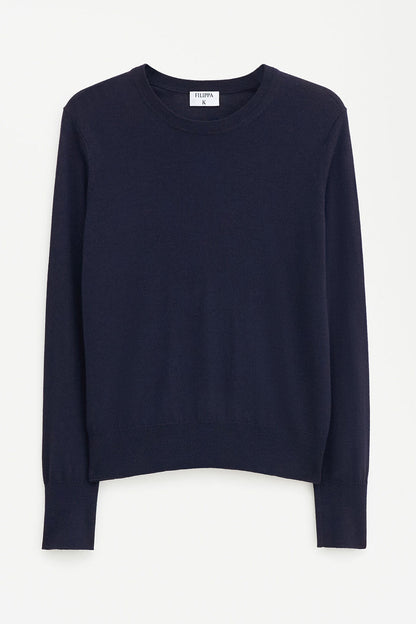 Merino R-Neck Sweater Navy Filippa K