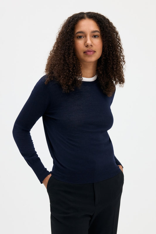 Merino R-Neck Sweater Navy Filippa K