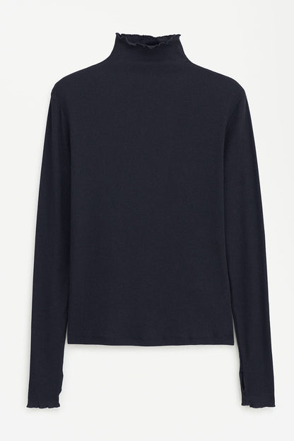 Rib Mock Neck Top Black Filippa K